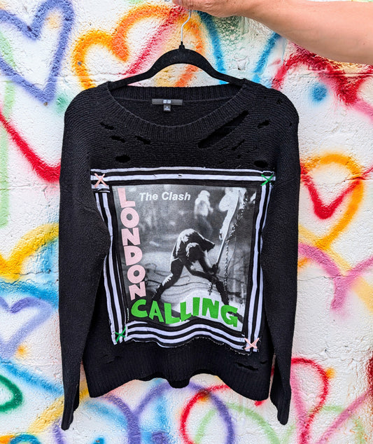 Womens punk sweater with The Clash- Large