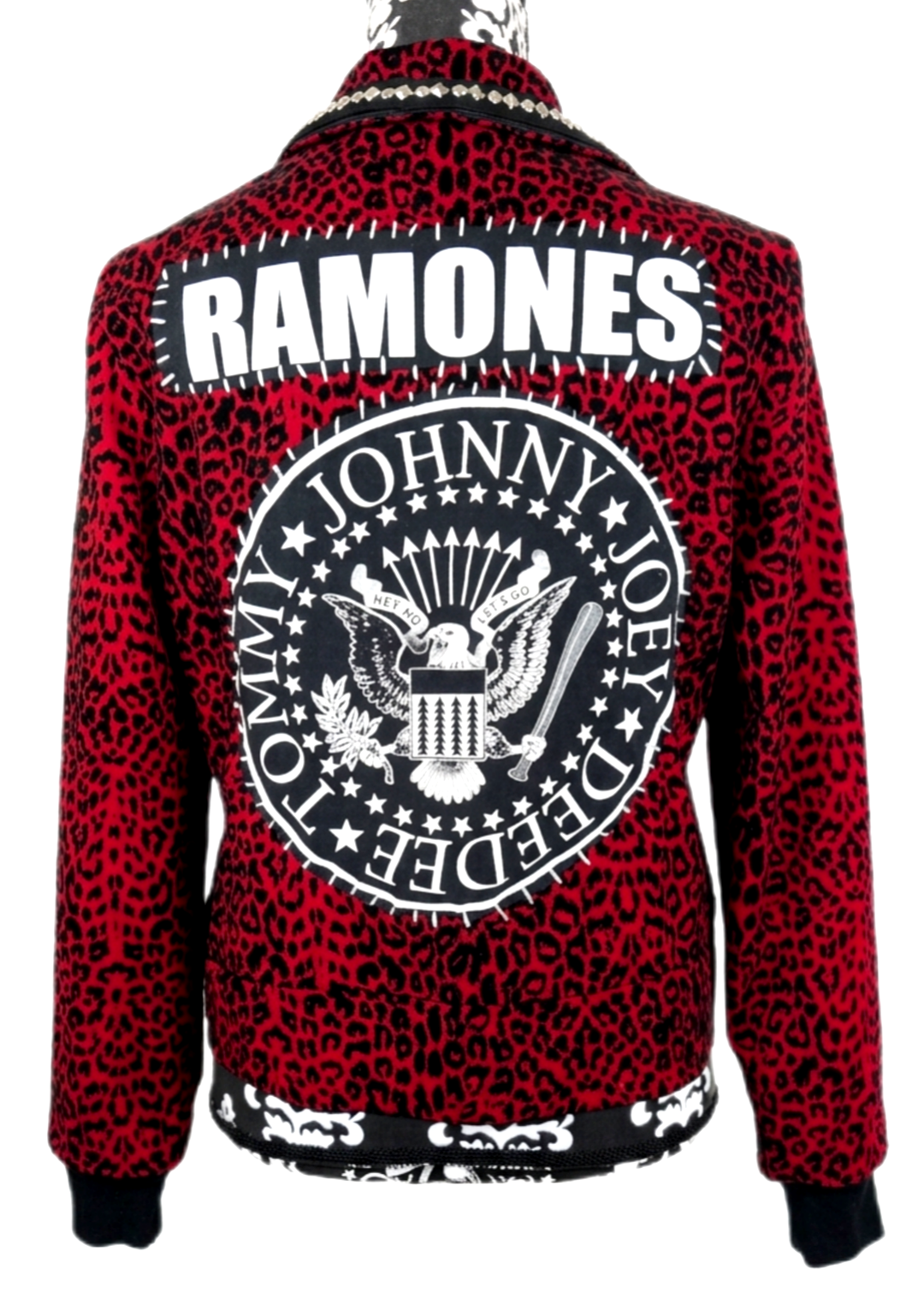 Womens RAMONES punk red leopard jacket- size M/L