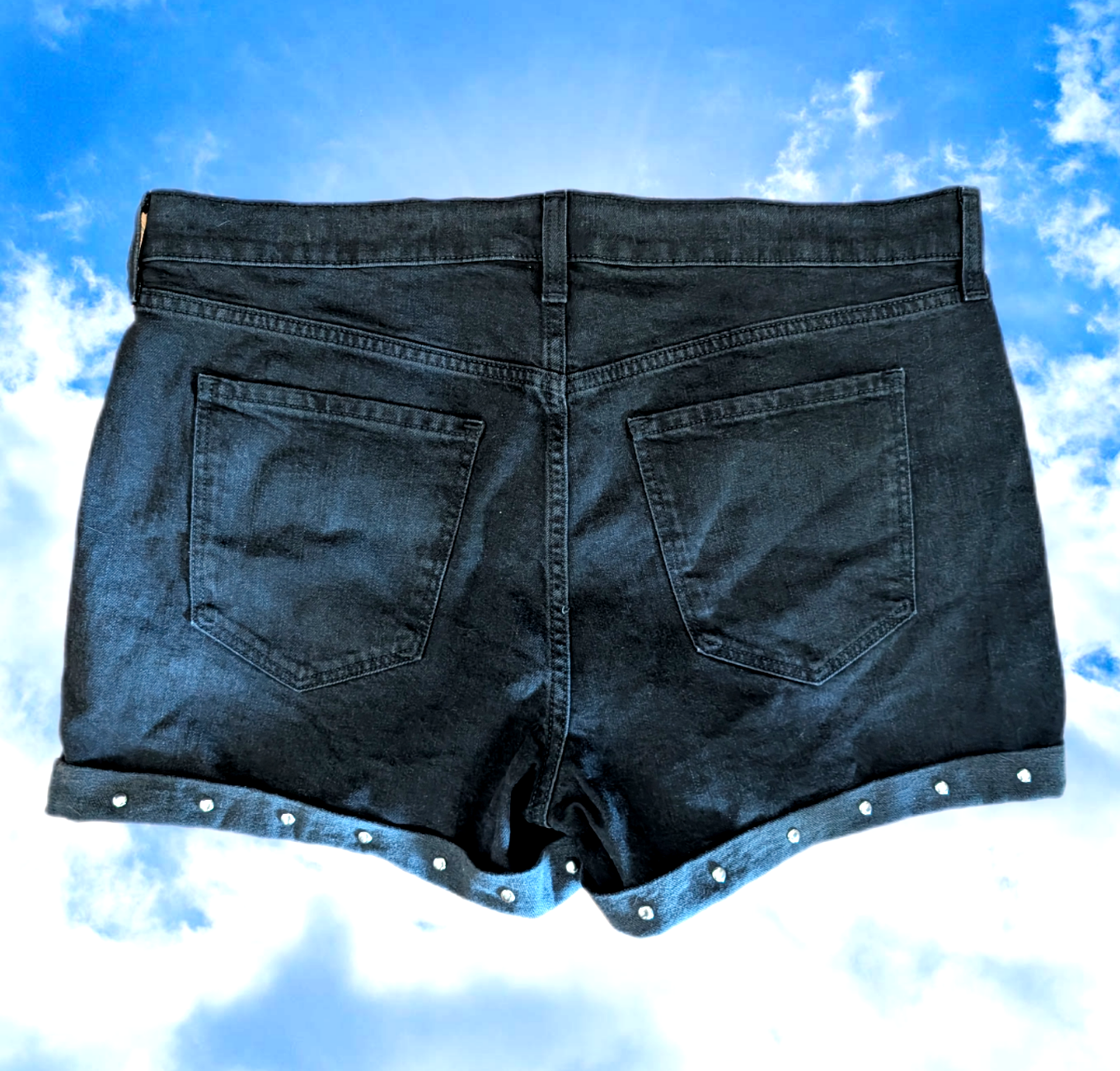 Upcycled denim ACDC shorts- womens 14