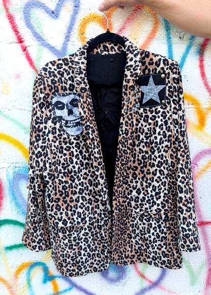 Womens Leopard Die Die My Darling punk blazer jacket- size XL