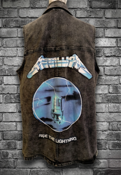 Womens METALLICA long denim vest- size XL