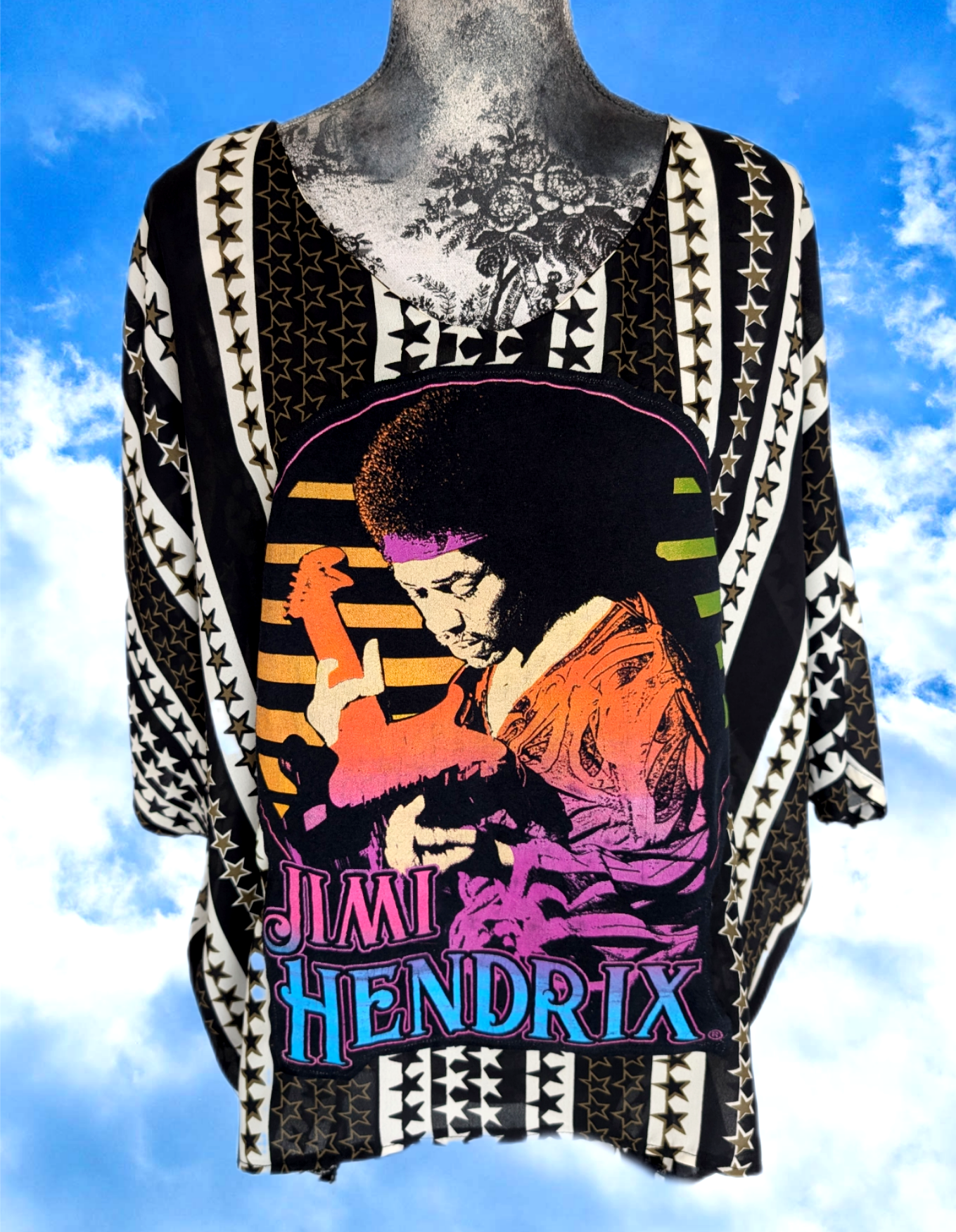 Womens Jimi Hendrix star Kimono style top- size L/ XL