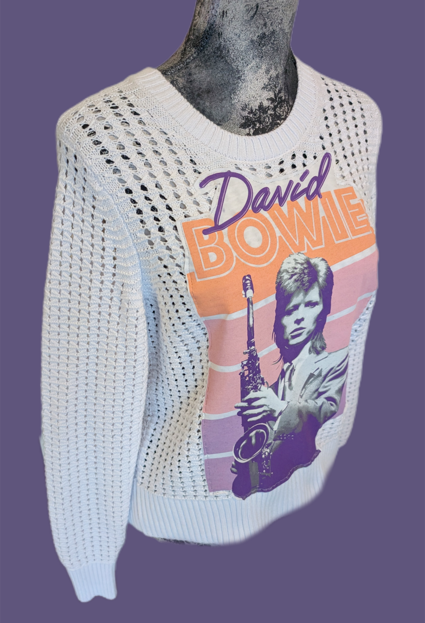 Womens Bowie and The Sax Sweater- womens Small- Med fit