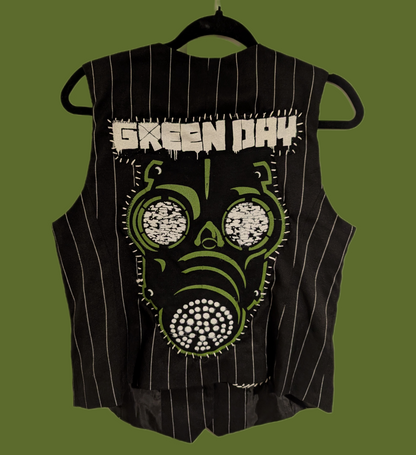 Womens pin stripe Green Day punk vest- size L