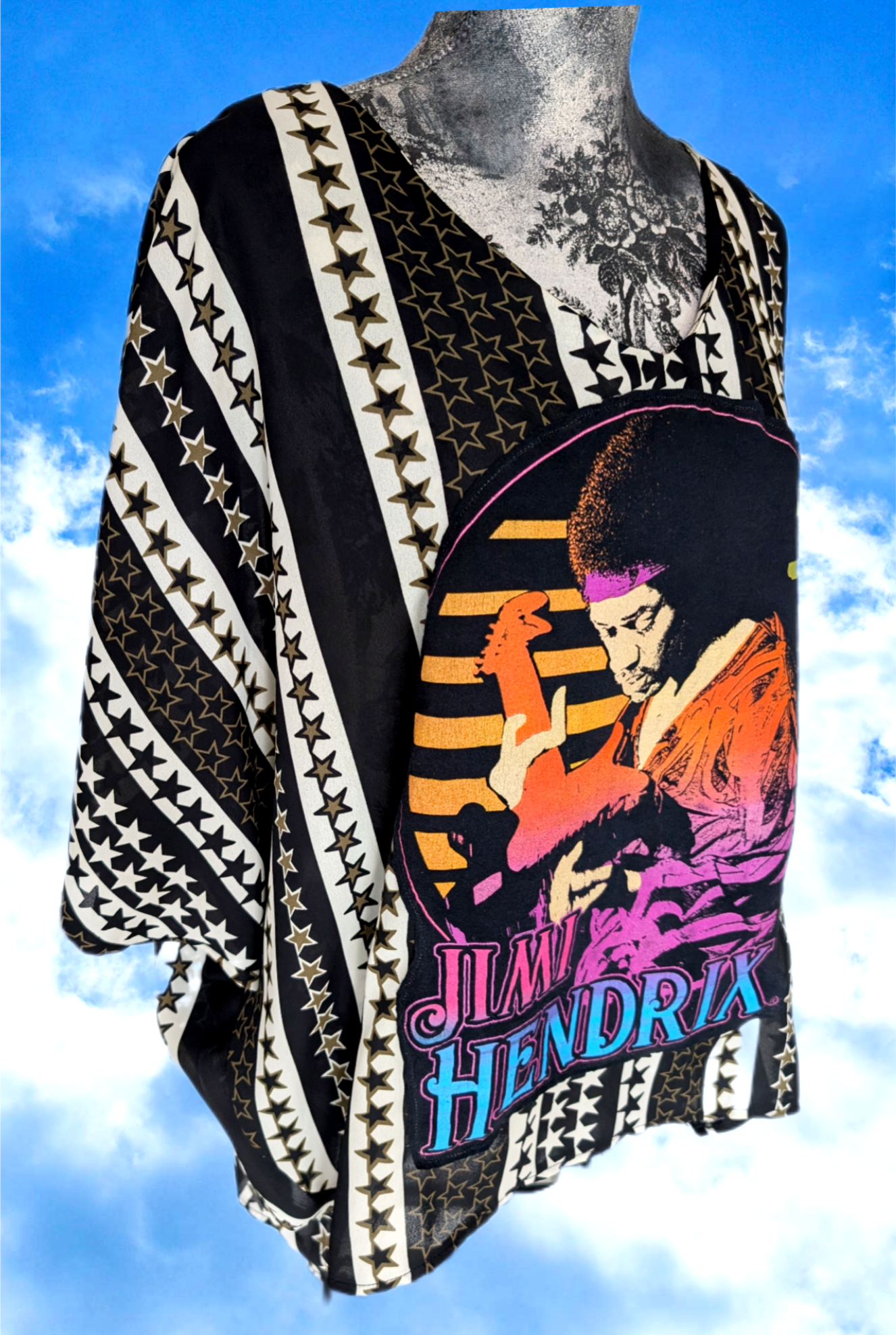 Womens Jimi Hendrix star Kimono style top- size L/ XL