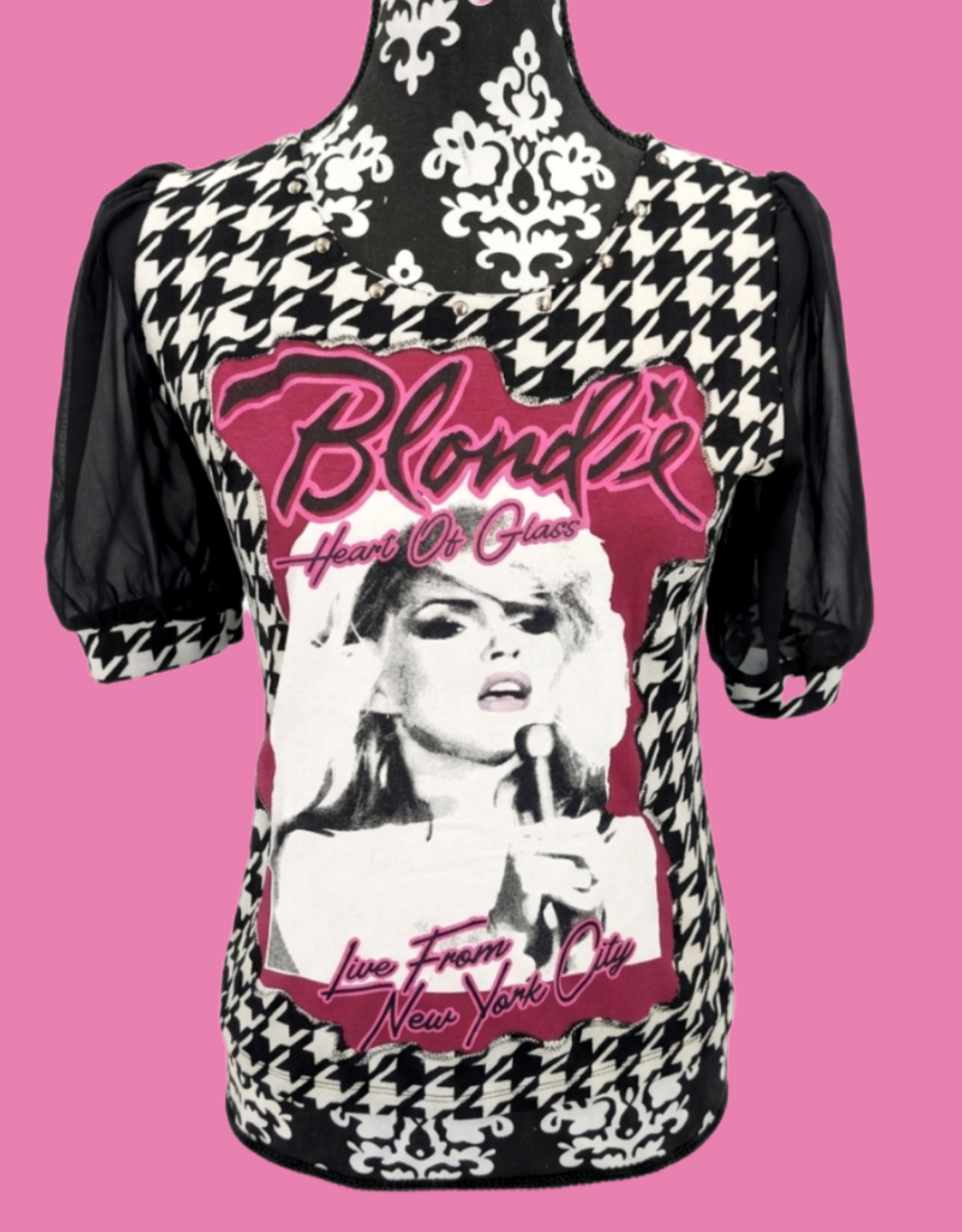 Womens BLONDIE Houndstooth top- size M/L