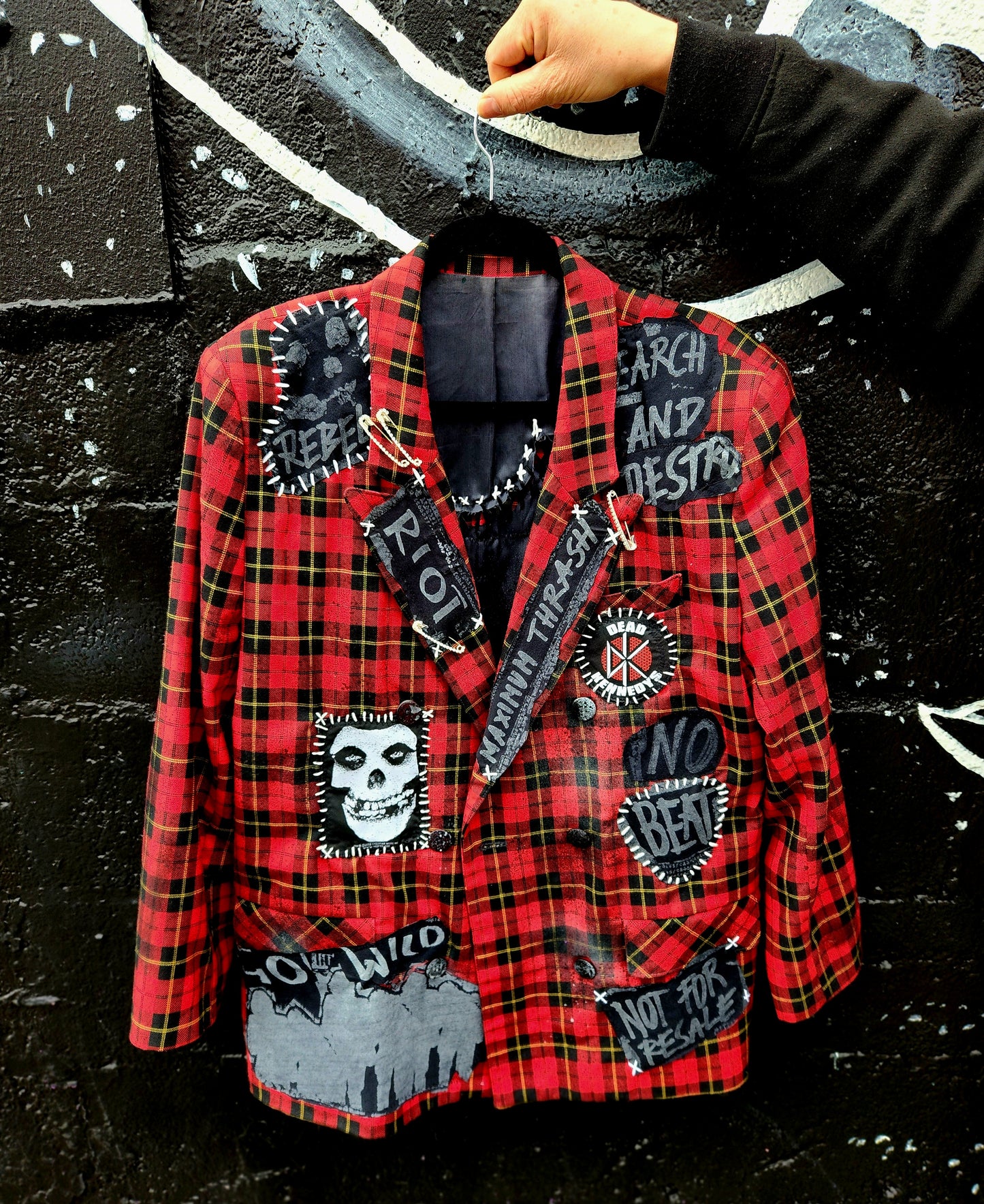 Womens plaid PUNK rock blazer- size L/ XL