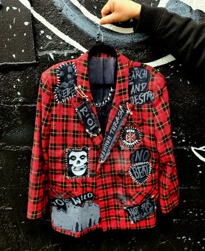 Womens plaid PUNK rock blazer- size L/ XL