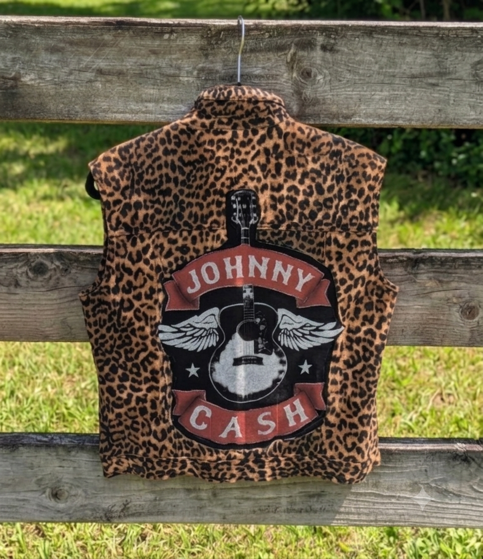 Womens Leopard print Johnny Cash vest- Med