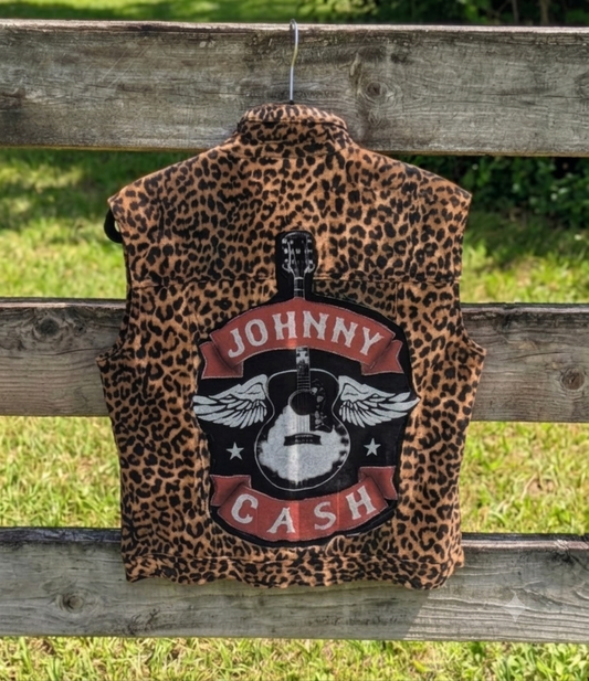 Womens Leopard print Johnny Cash vest- Med