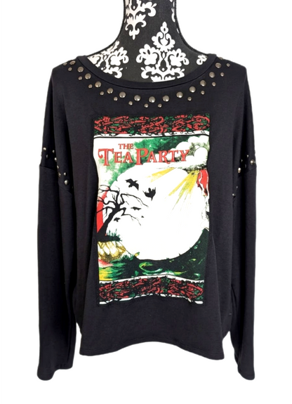 Womens The Tea Party upcycled top- size XL