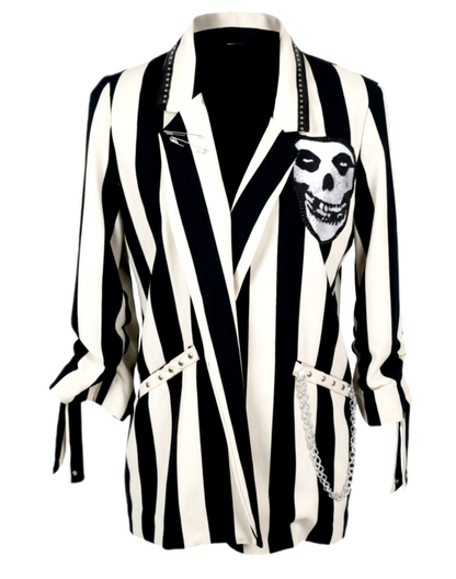 Womens striped MISFITS punk blazer jacket- MEDIUM