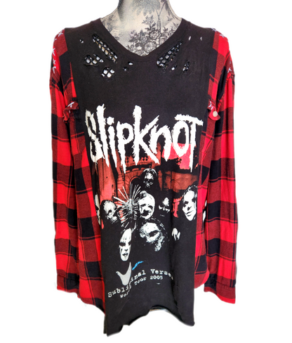 Upcycled SLIPKNOT tee/ flannel shirt hybrid