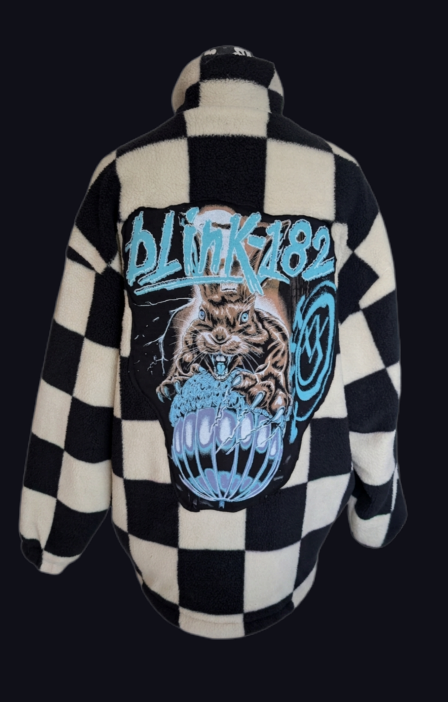 BLINK-182 oversized checkered Sherpa jacket- fits XL-XXL