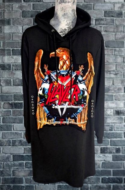 Womens SLAYER reworked Hoodie Dress- size L-XL fit