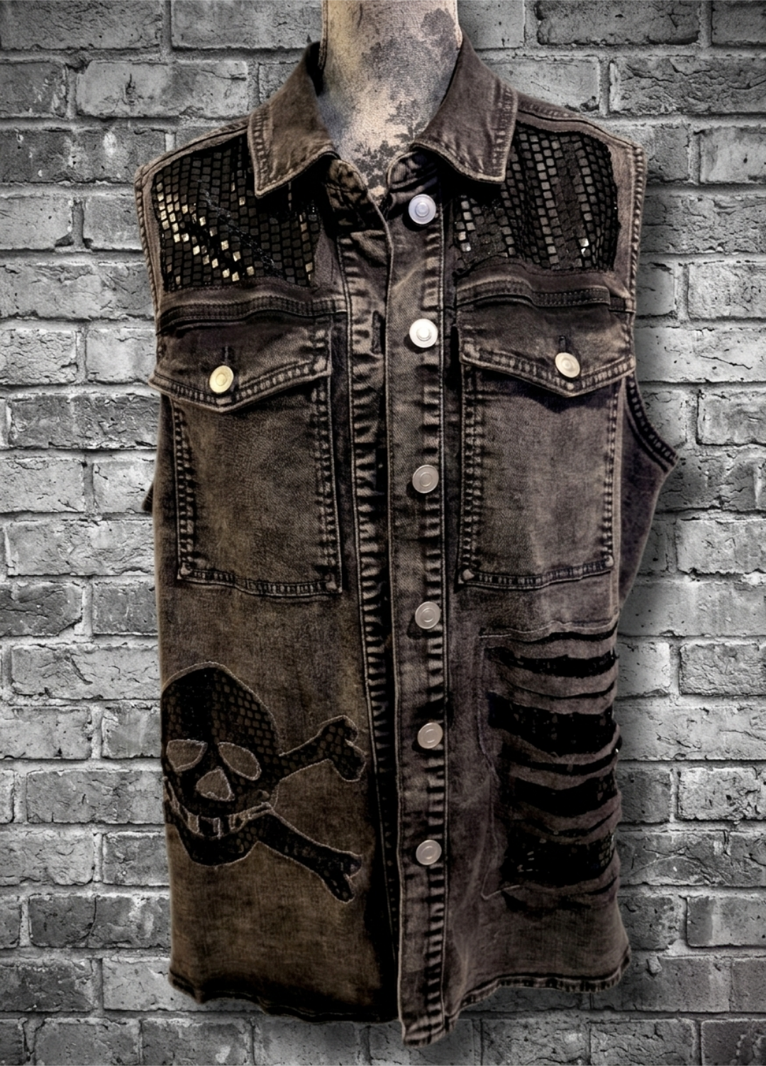 Womens METALLICA long denim vest- size XL