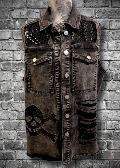 Womens METALLICA long denim vest- size XL