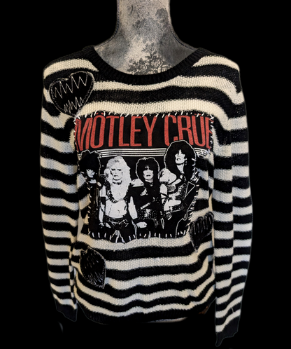 Womens Mötley Crüe striped KickStart my Heart sweater- Med