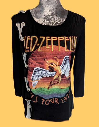 Womens Led Zeppelin sweater with lacing- size Large