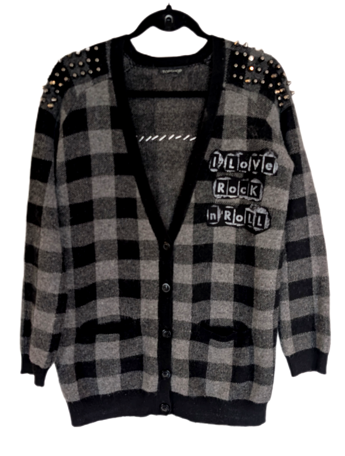 Women Joan Jett punk checkered cardigan- size MEDIUM
