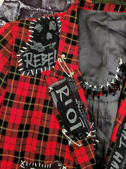 Womens plaid PUNK rock blazer- size L/ XL