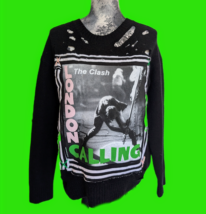 Womens punk sweater with The Clash- Large