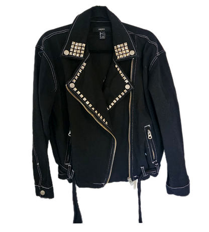 CLEARANCE! Womens black moto style QUEEN jacket- size Small