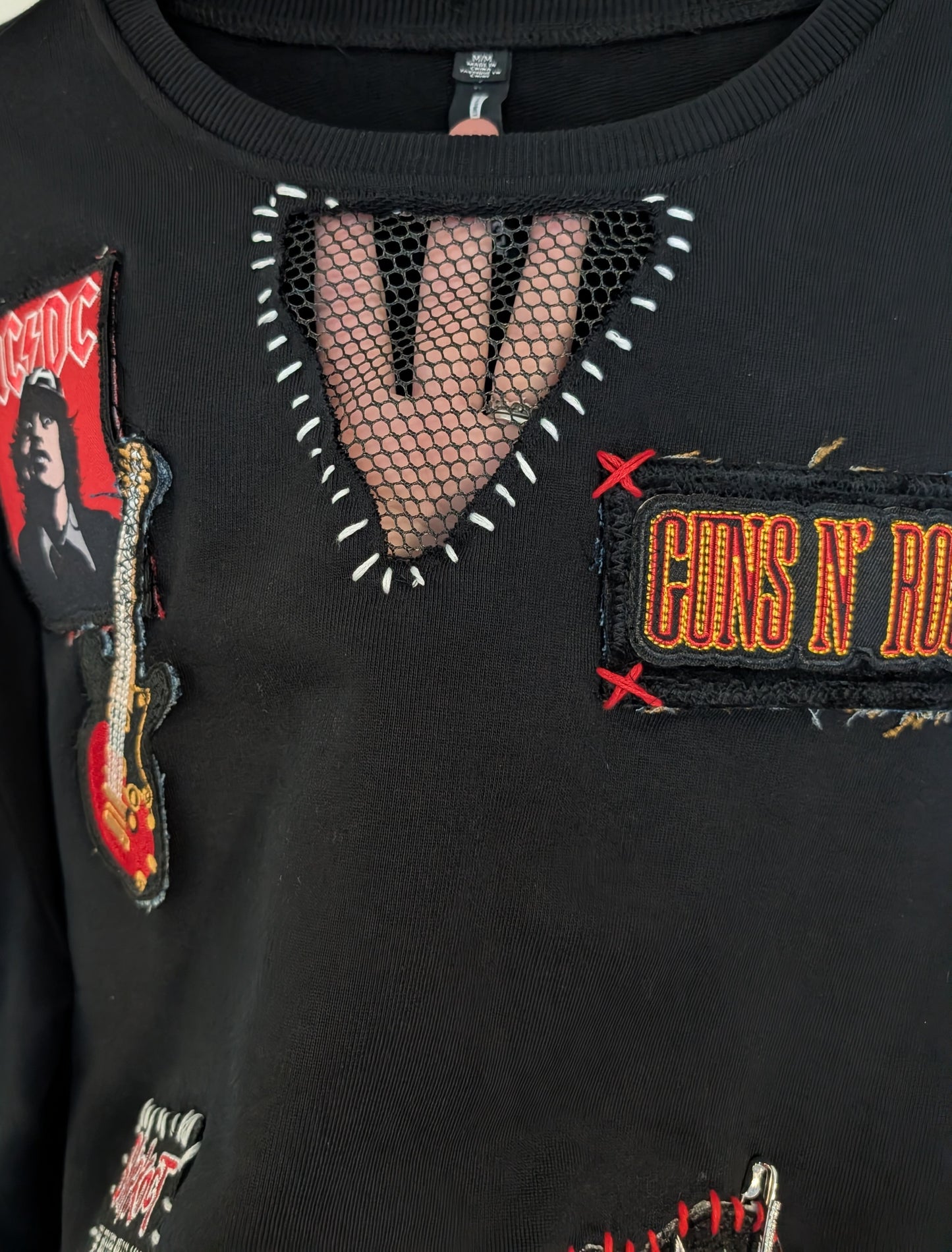 Womens Patched up Rock sweatshirt- size Medium