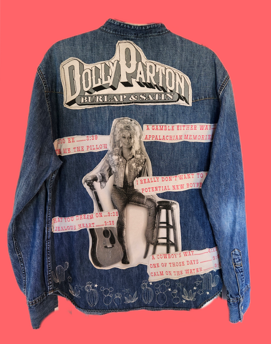 Gender neutrel Dolly Denim button up shirt- womens X Large mens L