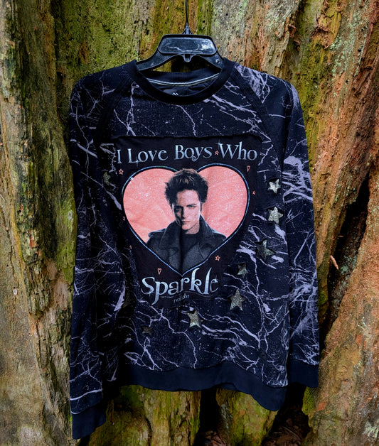 Womens I Love Boys Who Sparkle sweatshirt- size Large