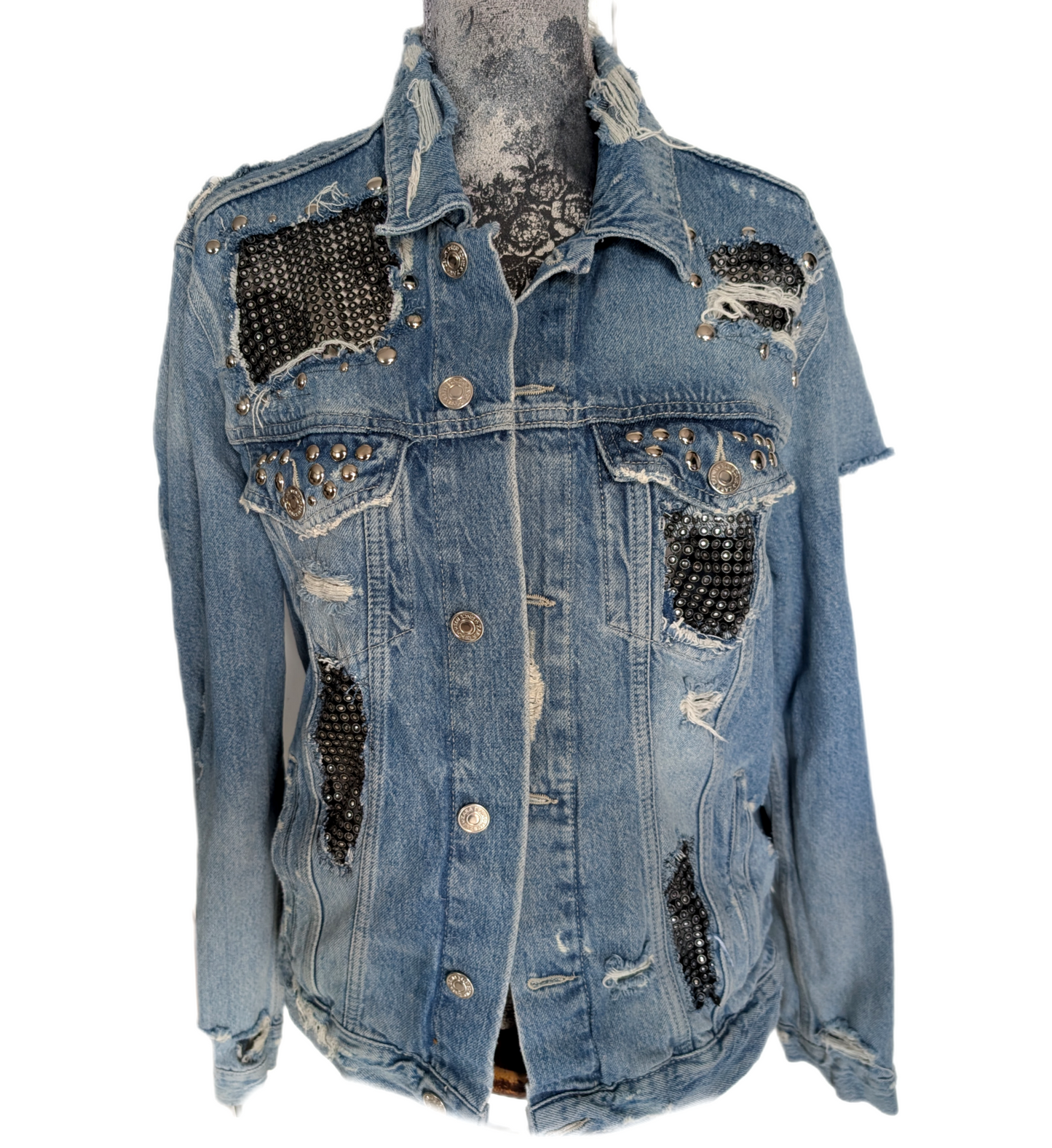 Womens Ramones Distressed reworked jacket- size Large