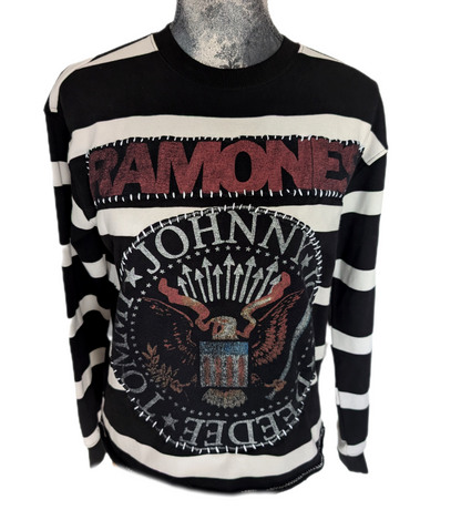 Womens striped Ramones sweatshirt size MEDIUM