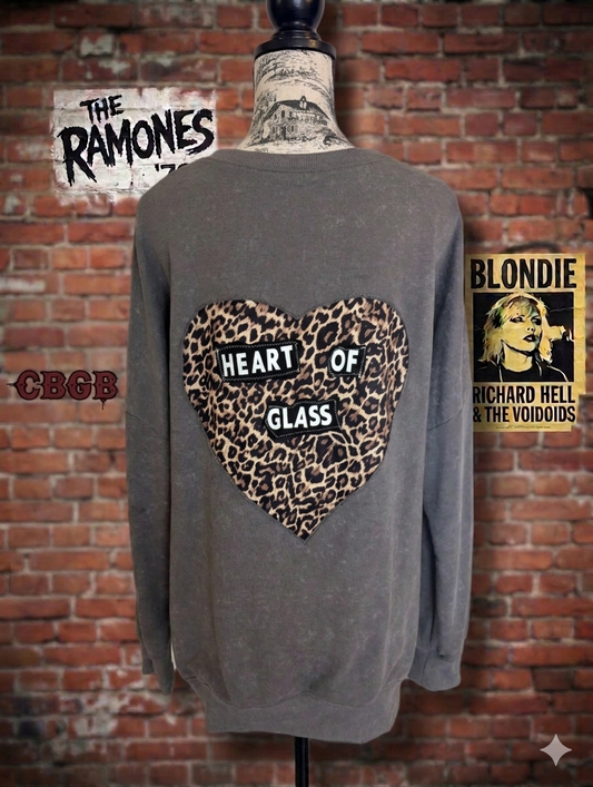 Womens reworked BLONDIE Heart of Glass sweatshirt- size XL