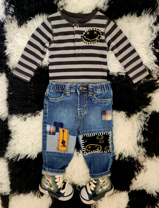 3 piece Baby Grunge rock set- size 6-9 mos