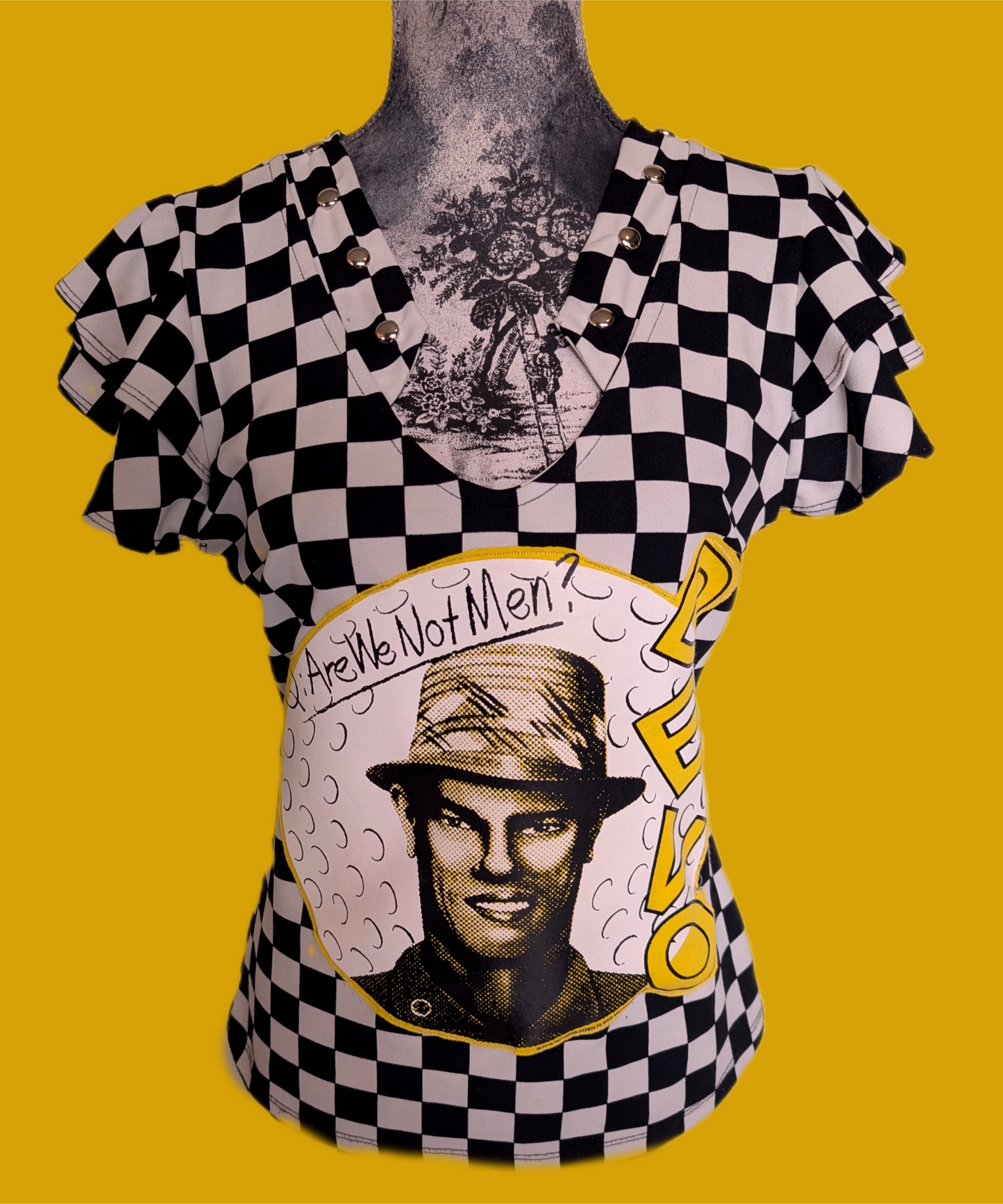 Womens checkered DEVO top- Medium