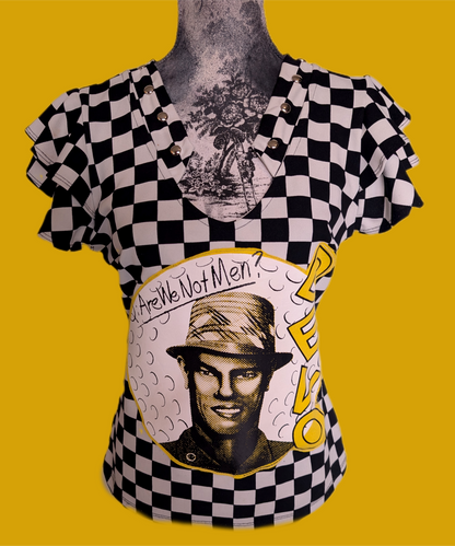 Womens checkered DEVO top- Medium