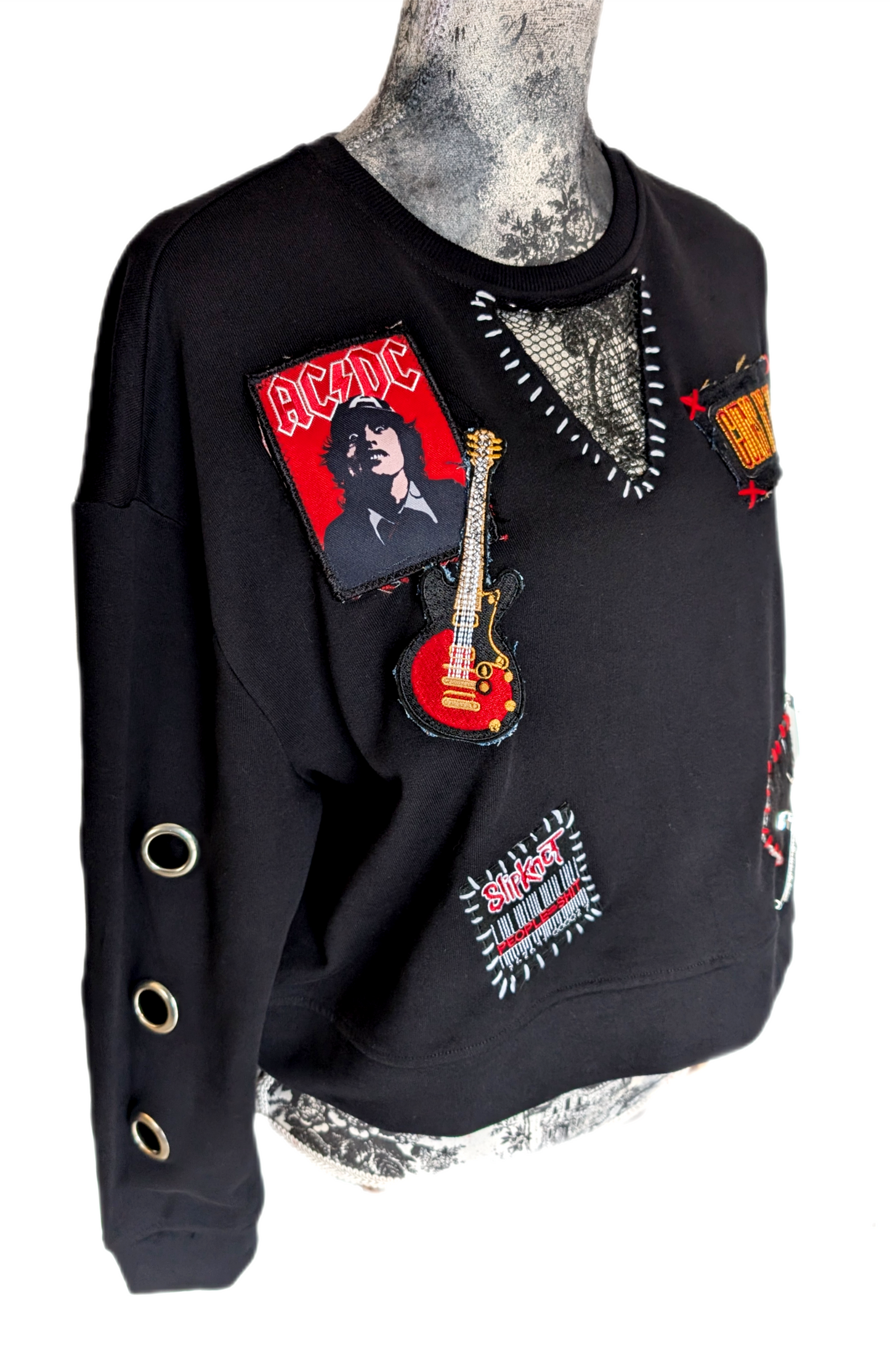 Womens Patched up Rock sweatshirt- size Medium