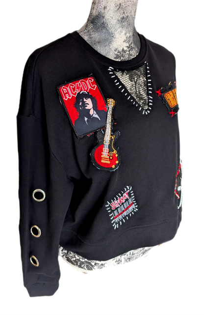 Womens Patched up Rock sweatshirt- size Medium