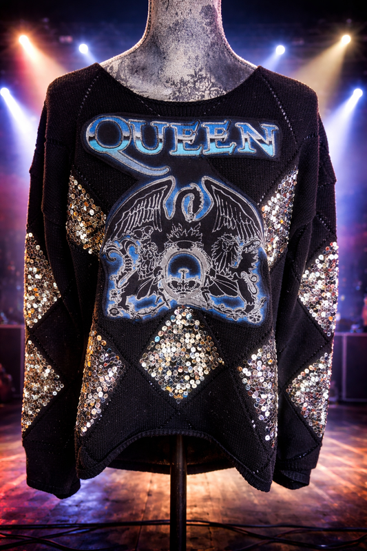 Womens Killer QUEEN sequin diamond sweater - size L/ XL