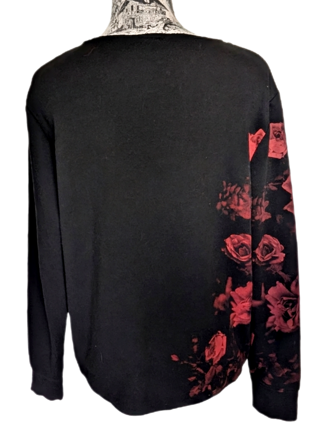 Womens Johnny Cash and Roses upcycled sweatshirt - MED