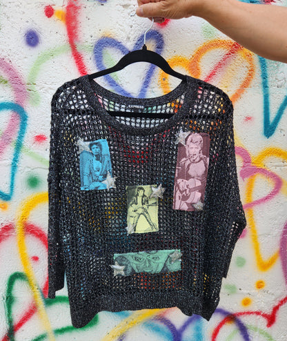 Bowie sparkly mesh sweater- womens L