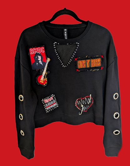 Womens Patched up Rock sweatshirt- size Medium