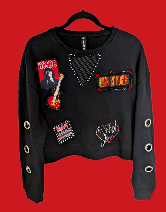 Womens Patched up Rock sweatshirt- size Medium