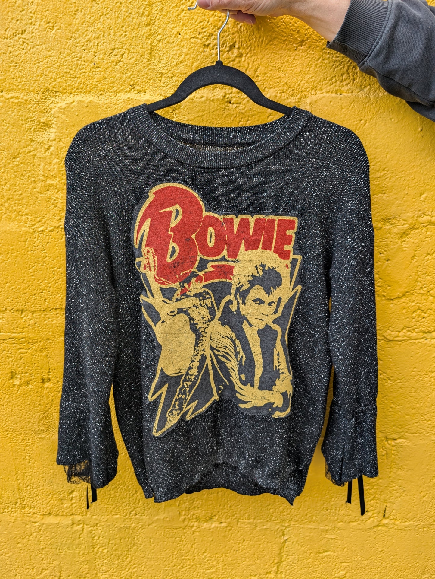 Womens sparkling metallic BOWIE sweater- size Large
