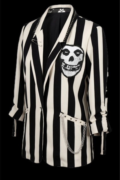 Womens striped MISFITS punk blazer jacket- MEDIUM
