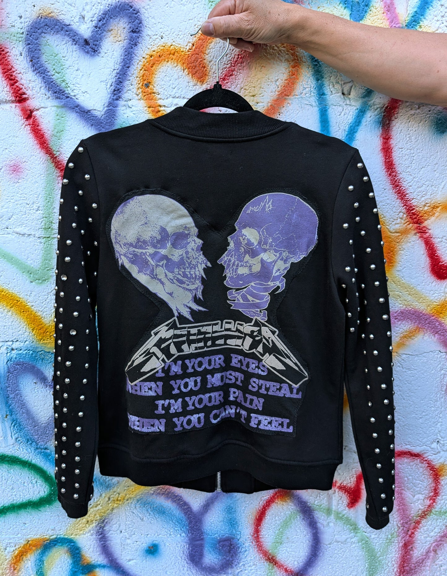 Womens studded sweater/jacket with Metallica - Medium