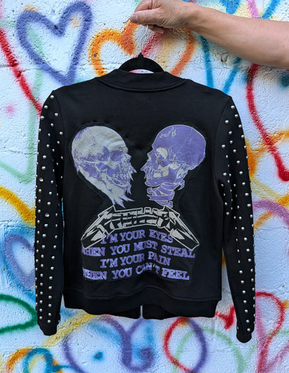 Womens studded sweater/jacket with Metallica - Medium