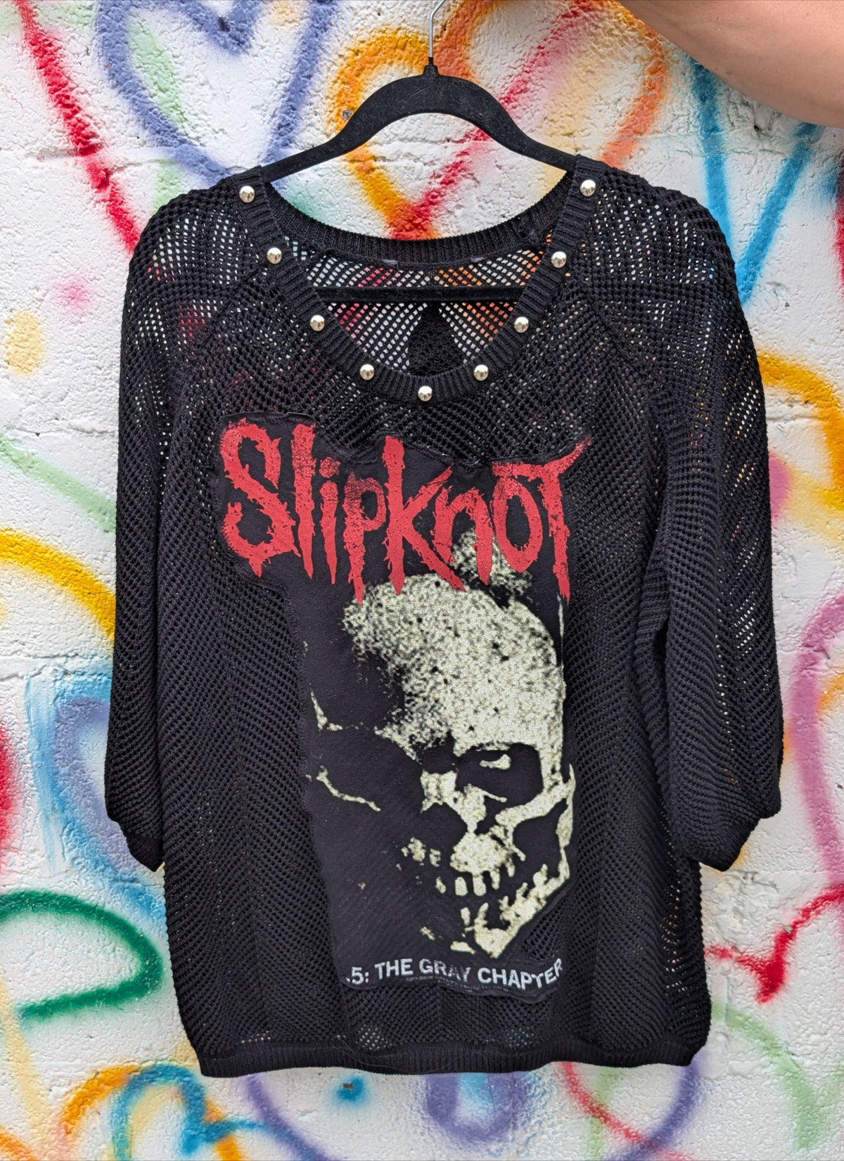Womens black mesh style Slipknot sweater- size Large