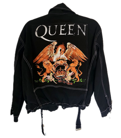 CLEARANCE! Womens black moto style QUEEN jacket- size Small