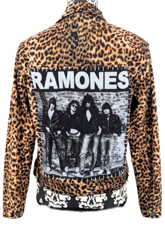 Womens punk leopard denim with The Ramones- size MEDIUM